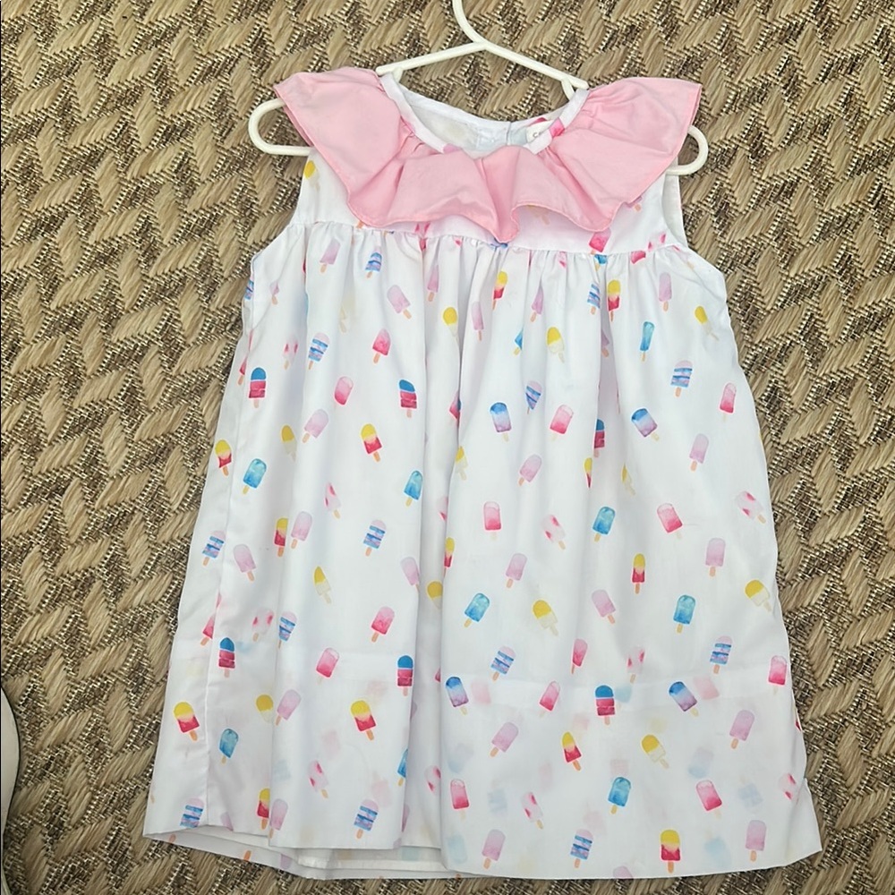 Colorful Popsicle Print Dress with Pink Collar